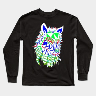 white winter wolf in renegade totem totonac ecopop design art Long Sleeve T-Shirt